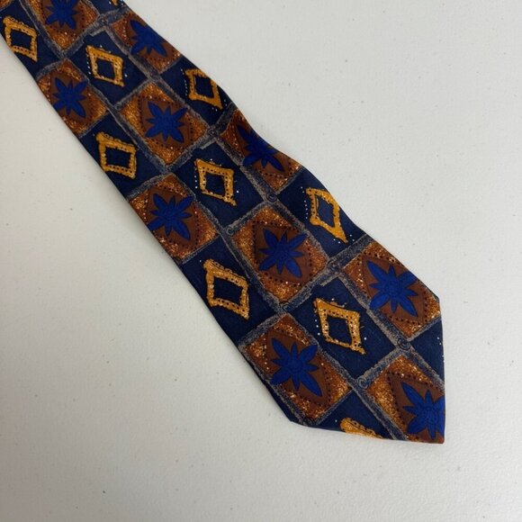 Vintage Hugo Boss 100% Silk Tie Geometric Pattern Made in Italy - Picture 4 of 11